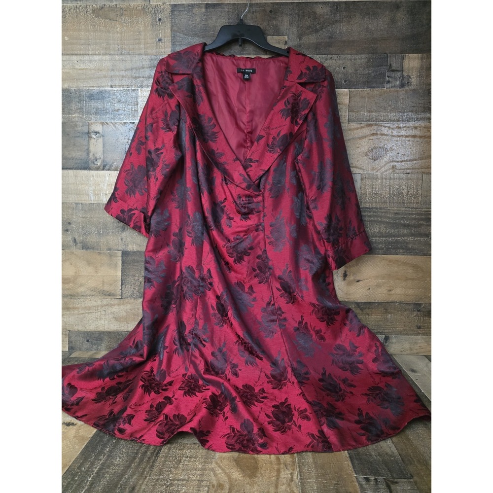 Le Bos Gothic Red Low Cut Ruched Witchy Dress Women Plus 18W Sexy Event Cocktail